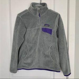 Women’s Small PATAGONIA Tailored Grey Polartec Fleece Snap-T Pullover Jacket
